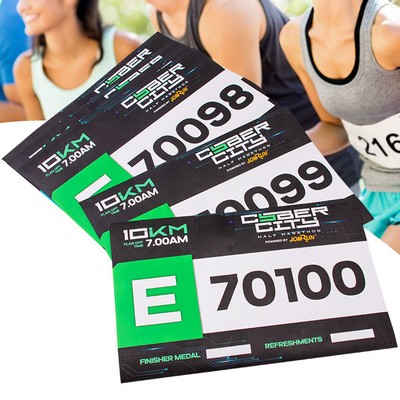 Custom 9.5" x 6.3" Paper Running Race Bib Competitor Numbers with Safety Pins